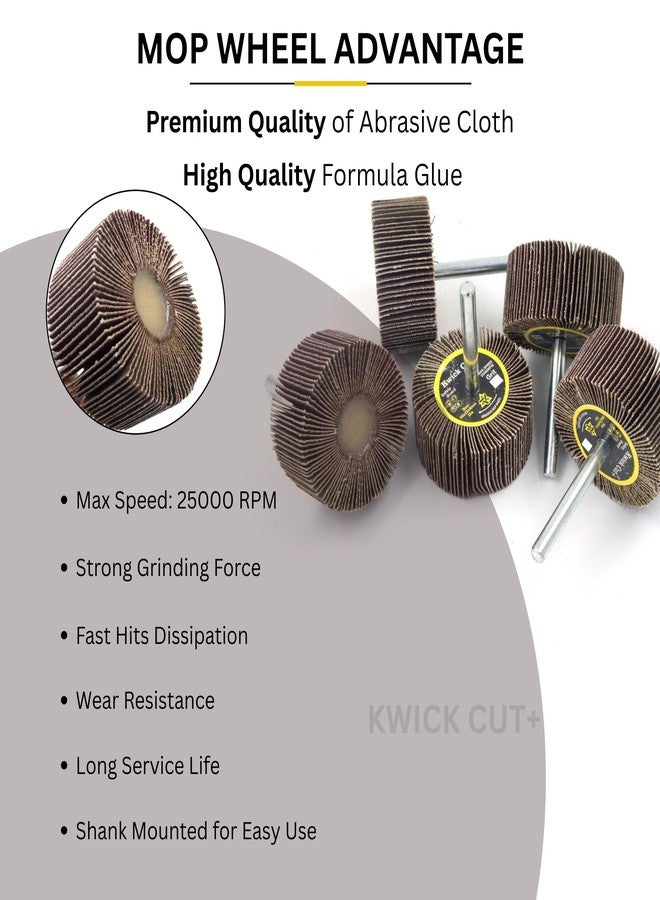 KWICK CUT + Spindle Mop Wheel 50mm x 25mm x 6mm 5pcs Grit 120 - Flap Wheel | Grinding Wheel for Metal, Wood, Rust & Paint Removal | Drilling & Deburring Tool | Polish Wheel | Metal Wood Working - Image 5